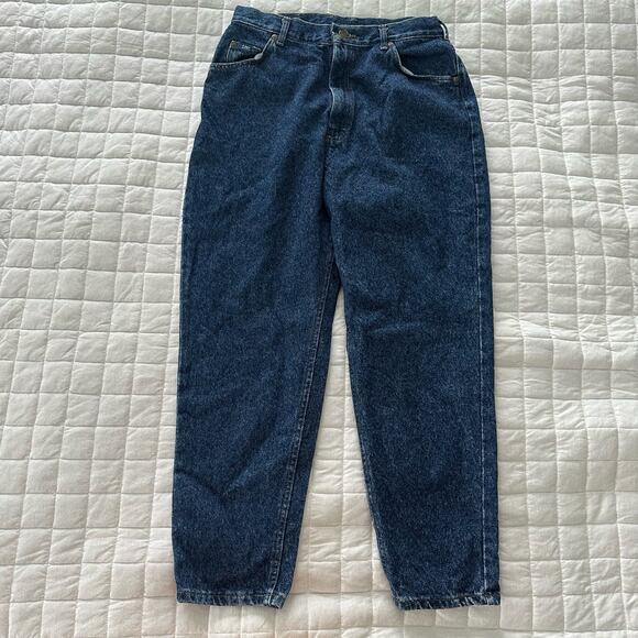 Vintage 90s LEE Jeans Womens High Waisted Taper Leg Dark Wash Retro Mom Jean 16P - Picture 1 of 13